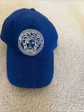 Versace Royal Blue Baseball Cap with White Medusa Logo